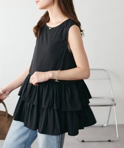 Discoat ブラウス シャツ 「新色追加!/WEB限定」ワッシャーフリルノースリブラウス レディース